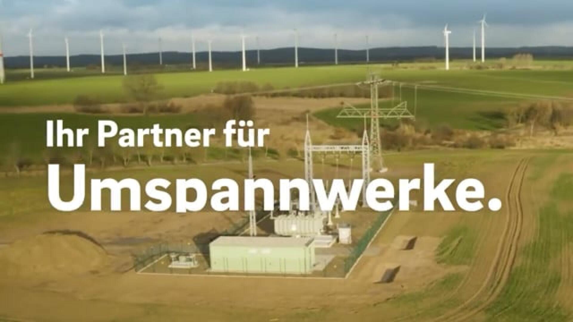 Ihr Partner für Umspannwerke. Ihr Partner für Trafostationen. Ihr Partner für Betriebsführung. Karte mit Firmenlogos.