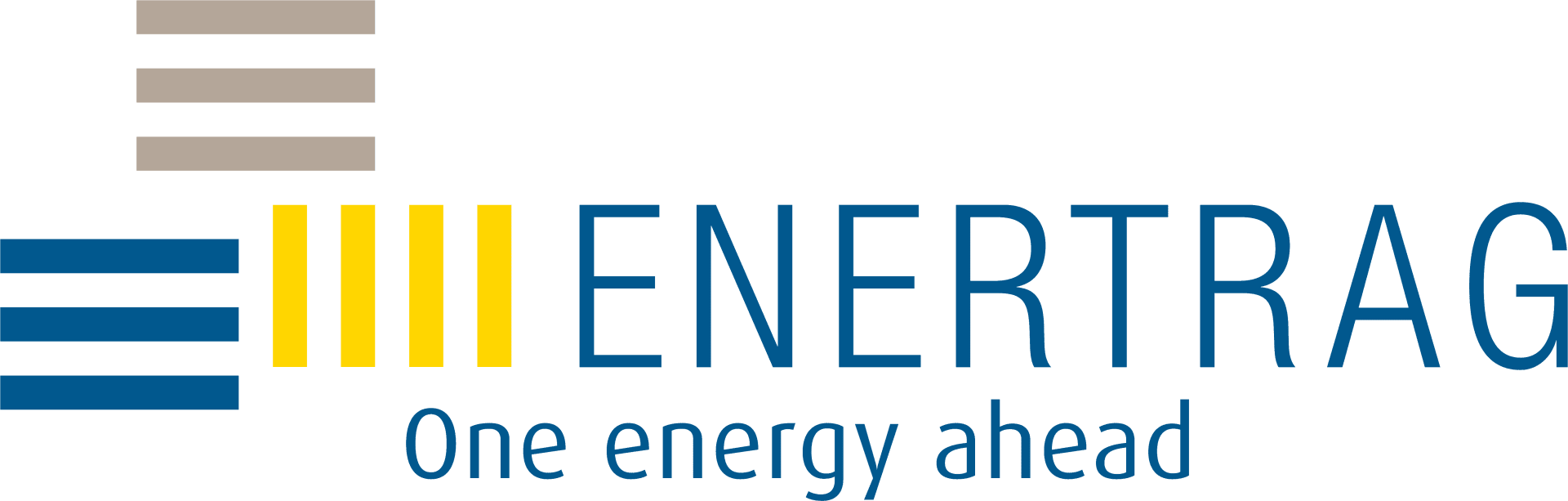 ENERTAG logo with blue and yellow horizontal bars to the left of the ENERTAG name in blue lettering, below the slogan One energy ahead in smaller blue lettering.